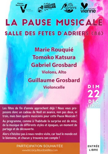 Pause Musicale - Salle des fêtes d'Adriers (86) - 15h30