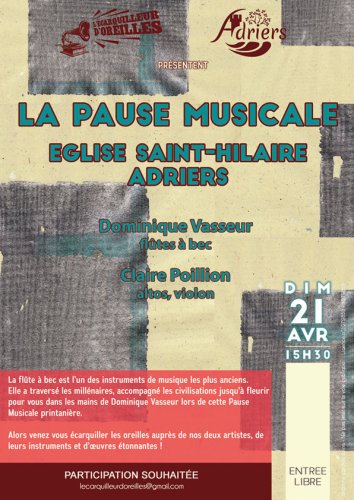 Pause Musicale - Eglise St-Hilaire - Adriers (86) - 15h30