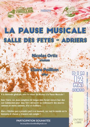 Pause Musicale - Salle des fêtes d'Adriers (86) - 15h30