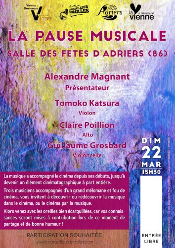 Pause Musicale - Salle des fêtes d'Adriers (86) - 15h30